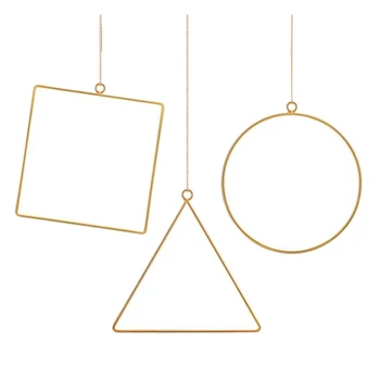 

3 Pack Metal Geometric Hoop Wreath Frame, Artificial Flower Garland Hanging Pendant for Home Kitchen Wall Art Decoration