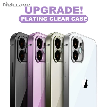 

1000Pcs Luxury Electroplated Case For iPhone 12 11 Max XR X XS 8 7 Plus 6 6S SE 2020 Ultra Thin Crystal Rubber Plating TPU Cover