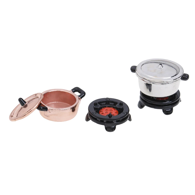 

Mini Pot For 1:12 Dollhouse Miniature Pot with Furnace Kitchen set food toys accessories dolls Pretend Play Toys Xmas