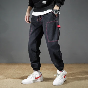

2019 Autumn New Korean Version Of The Tide Brand Hip Hop Nine Points Loose Side Letter Embroidery Student Casual Jeans