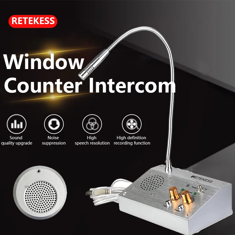 RETEKESS TW103 Dual Way Window Intercom System Bank Counter Interphone 2W For Restaurant Pharmacy Dining Hall Voice System