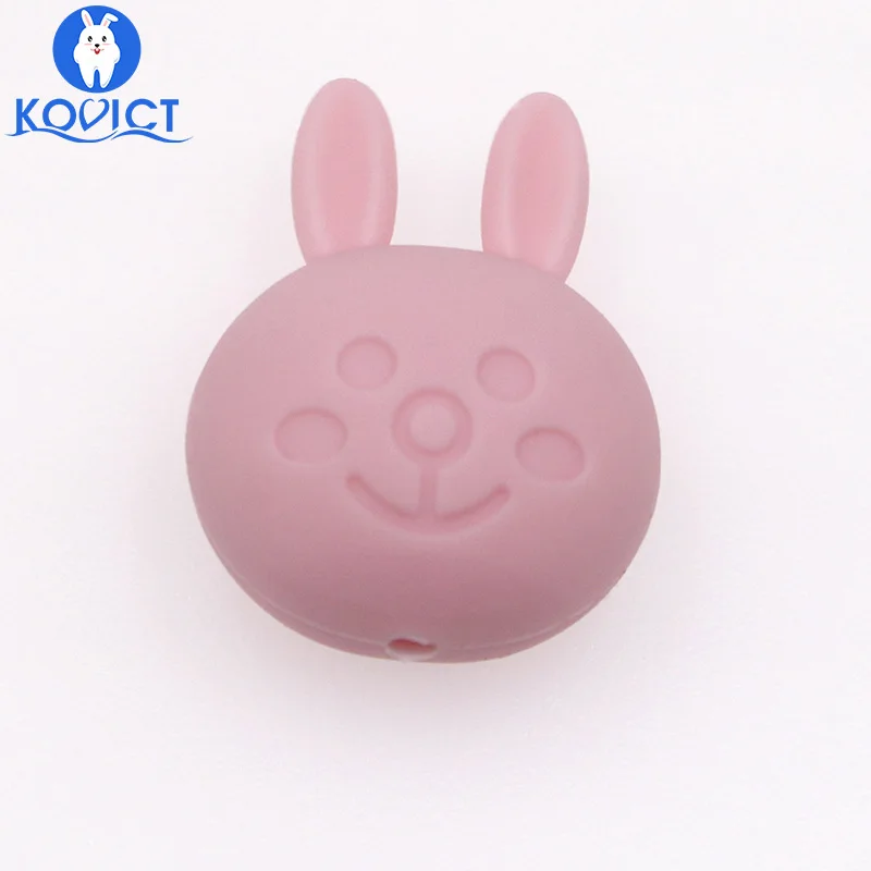 Kovict 5pc rabbit Silicone Beads Food Grade Silicone Teether DIY Nursing Necklace Accessories perle Beads Baby Teethers - Цвет: 5pcs Quartz pink