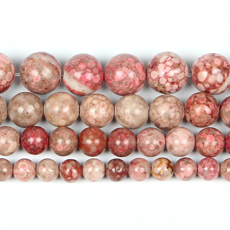 6-12mm Natural Stone Beads Round Smooth Loose Chrysanthemum For Jewelry Making DIY Charm Bracelet Necklace Handmade | Украшения и