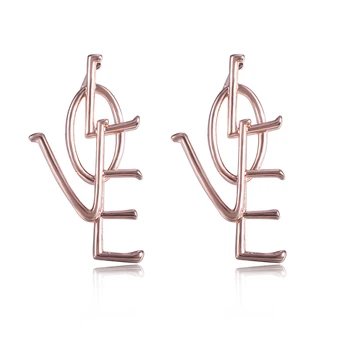 

DI-400 Personality Letter “LOVE” Stud Earrings for Women Metallic Hyperbole Girl’s Earring Delicate Gift Female Jewelry Earrings