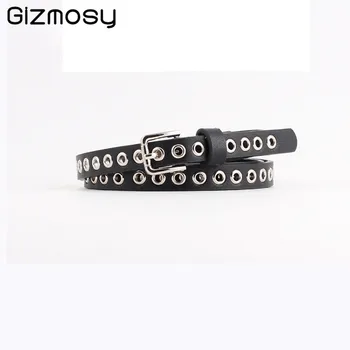 

Summer New Rivet Leather Belt Women's Wild Fashion Thin Belt for Dress Solid Color Jeans Decorative Alloy Pin Buckle Belt SY5285