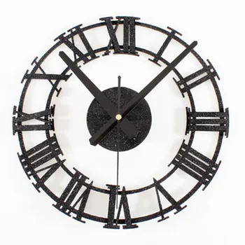 

3D DIY Classic Vintage Acrylic Wall Clock Retro Gear Hanging Clock Roman Numeral European Style Decor 30cm