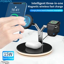 FDGAO-cargador inalámbrico magnético 3 en 1, estación de carga rápida Qi de 25W para iPhone 12 Pro Max Mini Apple Watch 6 5 4 3 2 Airpods Pro
