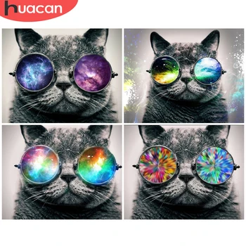 

HUACAN Pictures By Number Cat Animal Drawing On Canvas HandPainted Art Gift DIY Oil Painting By Number Kits Home Decoration
