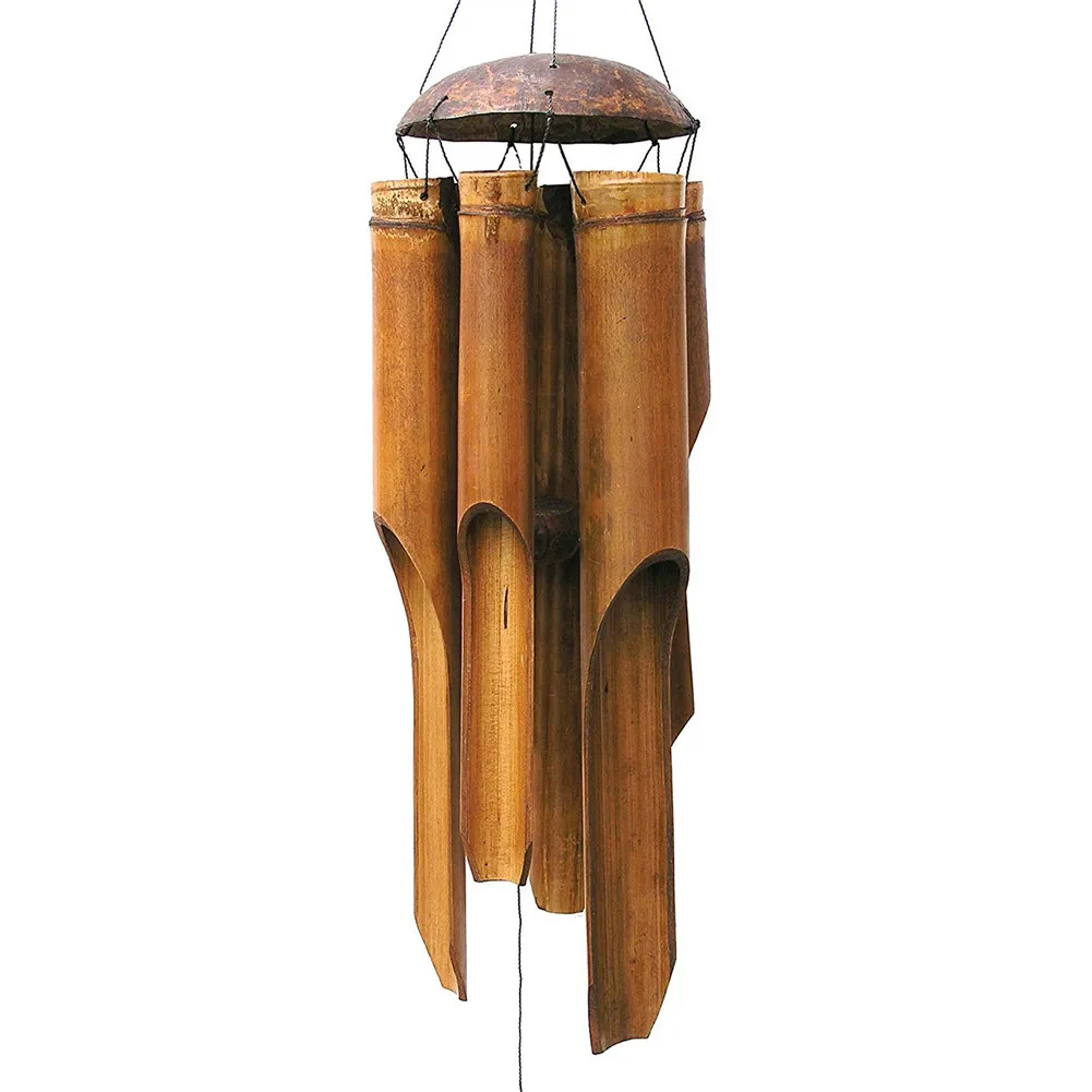 Wood Handmade Bamboo Wind Chimes Bell Tube Wall Hanging Home Ceiling Decoration 