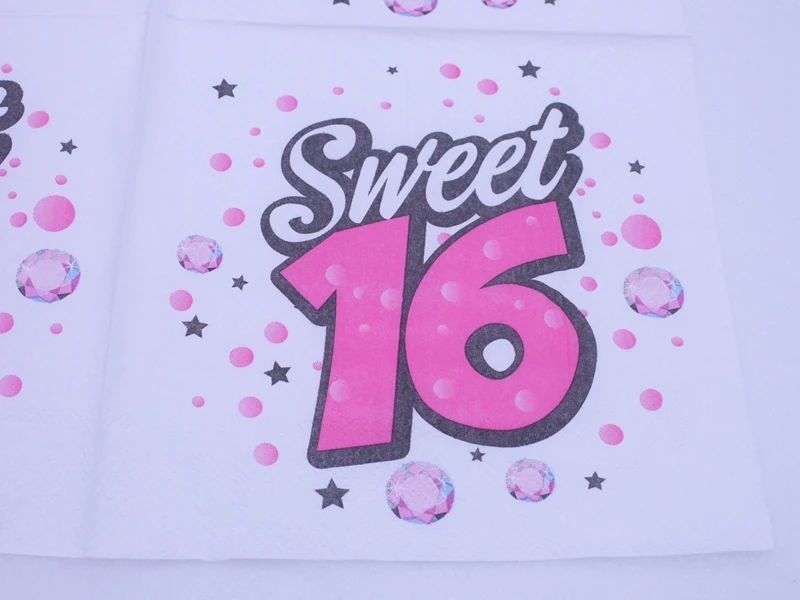 [RainLoong] Happy Birthday Sweet 16 Napkin For Party Tissue Napkin Decoration Decor Serviettes 33*33cm 1pack/lot