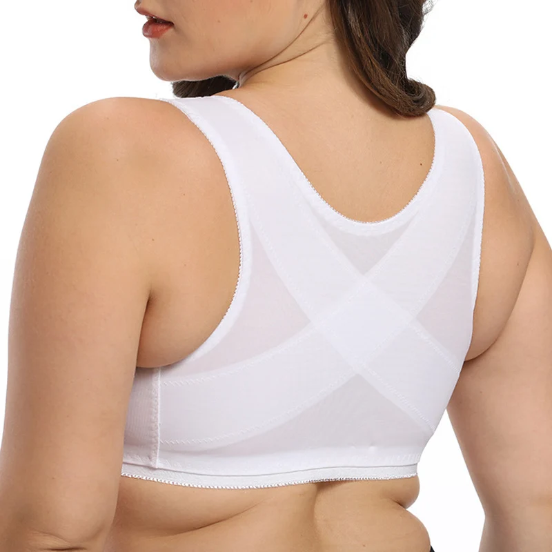 Beste Womens Voorsluiting Bh Volledige Dekking Niet gevoerde Ondergoed Bloemen Borduren Draadloze Beha Sexy Lingerie 36 38 40 42 44 46 48 50