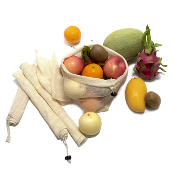 

New Reusable Shopping Bags, 12-Set Reusable Product Bags Organic Cotton Washable Plastic-Free Bags Zero Waste Shopping Net Bags