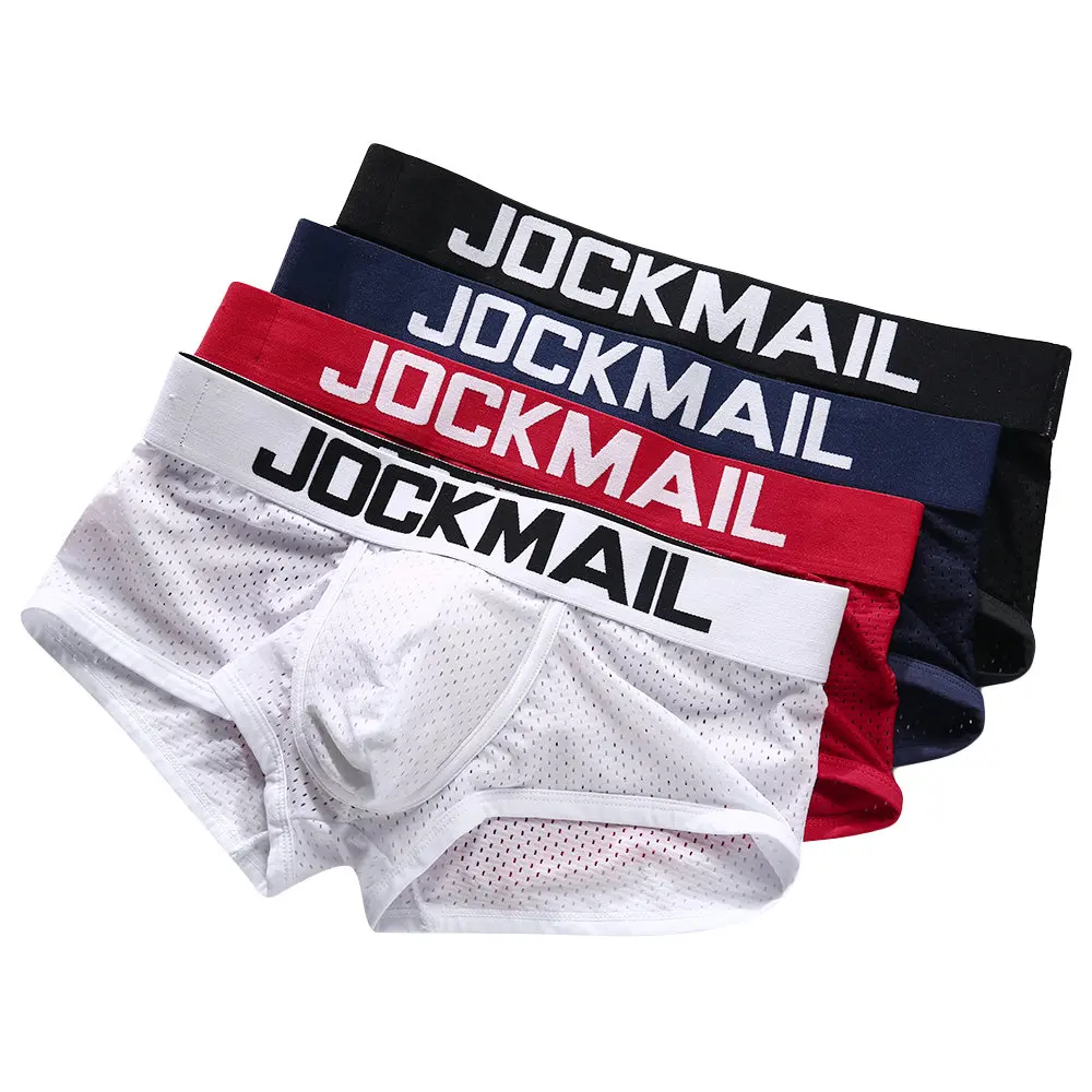 JOCKMAIL дышащие сетчатые шелковые мужские боксеры шорты 12 углов нижнее белье