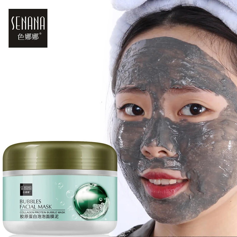 SENANA коллагеновая Белковая маска для лица с пузырьками для удаления угрей отбеливающий увлажняющий контроль-масло глубокое очищение кожи уход