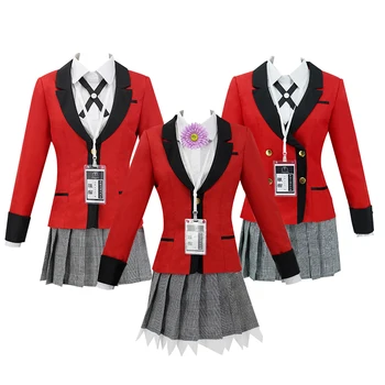 

Anime Kakegurui Yumeko Jabami Japanese School Girls Uniform Full Set Jacket+Shirt+Skirt+Stockings+Tie