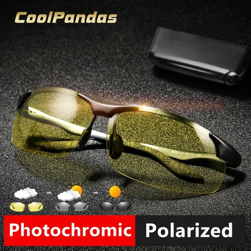Солнцезащитные очки CoolPandas мужские фотохромные поляризационные из алюминиево