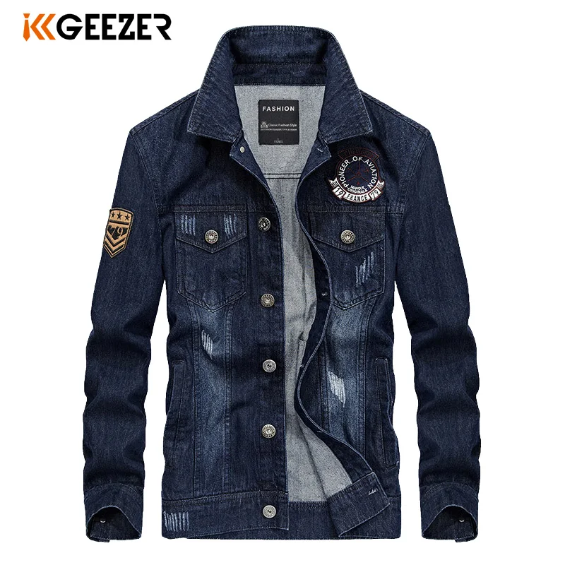

Jeans Jacket Men Denim Jackets Cowboy Retro Jeans Coats Fashion Casual Slim Classic Scratches Outwear Autumn Military Jacket