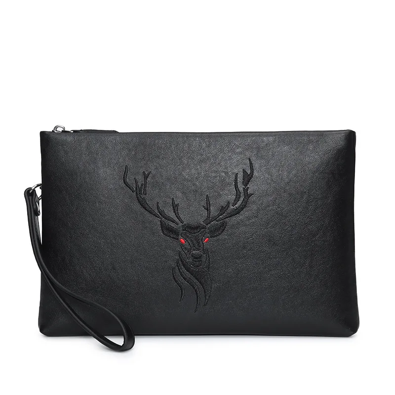 

Full-grain Leather Handbag Men Genuine Leather Business Casual Clutch Korean-style Deer Head Handbag