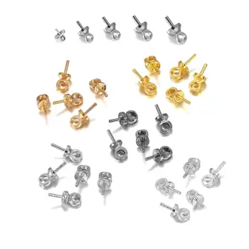 

100pcs Brass Half hole Charms Pins Pendant Screw Eye Pin Bail For Charms Pearl Pendant Connector Top Drilled Jewelry Accessories