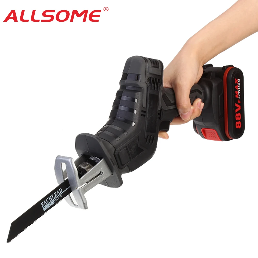 US $65.20 Allsome 88vf Cordless Reciprocating Saw Electric Saw Chainsaw With Saw Blades Metal Cutting Woodworking Ht2956