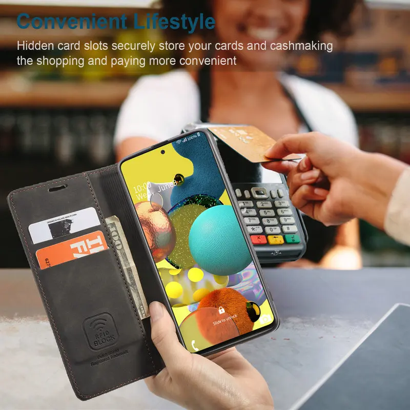 CaseMe Retro Magnetic Leather Wallet Phone Case with Stand Feature