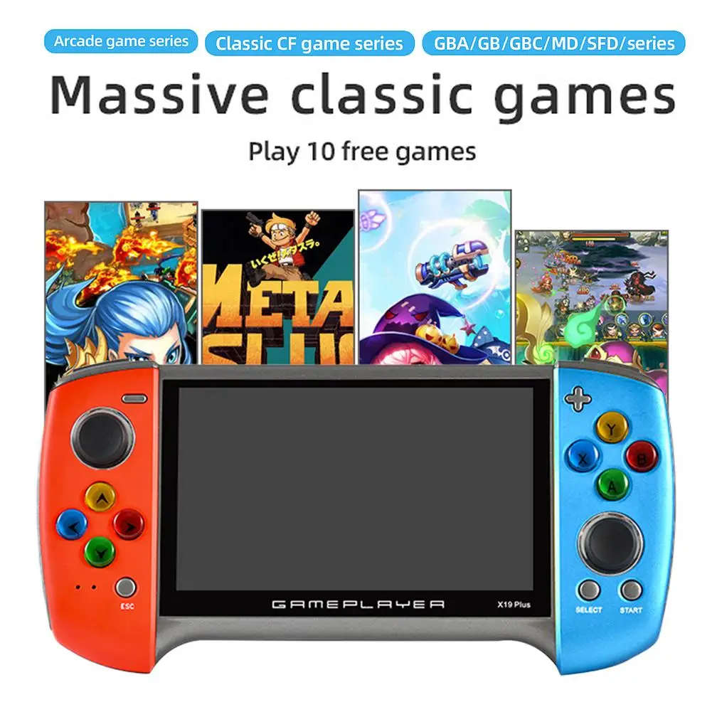 NEW X19PLUS Retro Game Handheld Console 5.1-inch HD Screen Hand-held Gaming Player For Gift 5V/1A Portable Mini Game Player