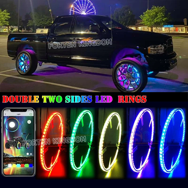 JHB 4x 15.5" IP68 Double Row LED Brightest WHITE Wheel Rings Lights