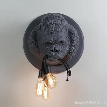 

Wall Lamps Nordic Led Wall Sconce Kitchen Light Gorilla Resin Modern Home Loft Industrial Decor Wall Vintage Luminaire E27*3 AC