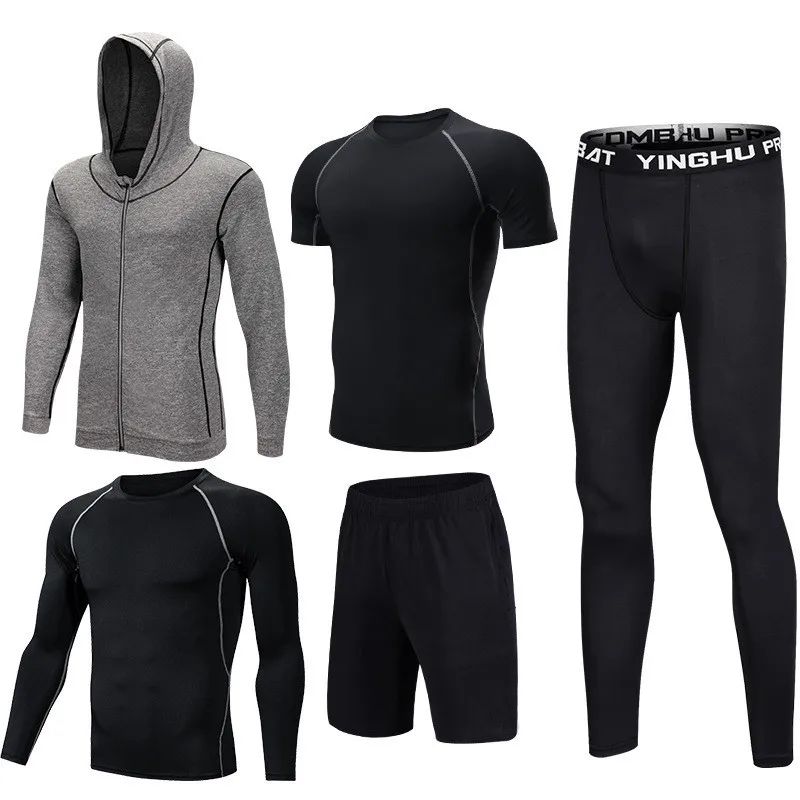 New 5 Pcs/Set Men's Tracksuit Sports Suit Gym Fitness Compression Clothes Running Jogging Sport Wear Exercise Workout Tights - Цвет: Style 10