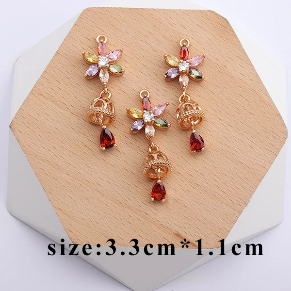 Assoonas M457, Серьги с драгоценными камнями, ювелирные аксессуары, 18k позолоченные, шарм, diy циркон кулон, изготовление ювелирных изделий, diy серьги, 6 шт./лот - Цвет: M45708