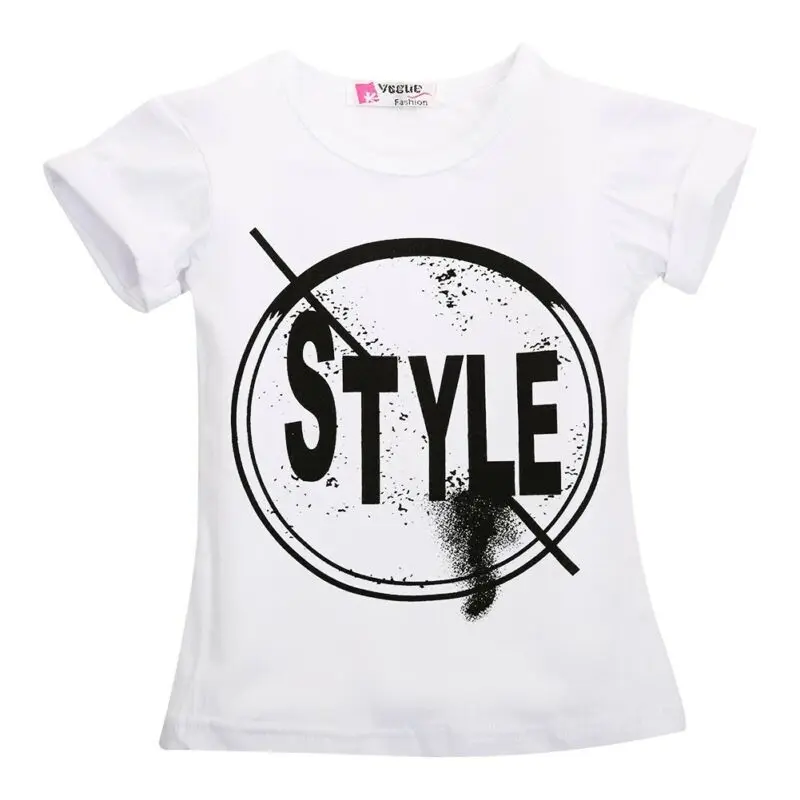 Комплект одежды для маленьких девочек; Стильная летняя футболка с короткими рукавами и круглым вырезом и надписью; топы; штаны; леггинсы; комплект одежды из 2 предметов