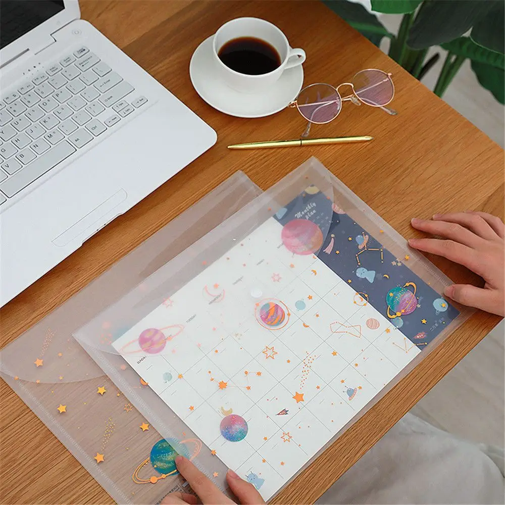 A4 Fantasy Space Planet File Bag Button Closure Folder Office Document Bill Folder Large Capacity Storage Wallet Fillng Products