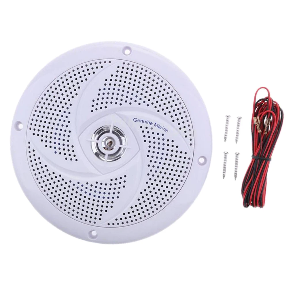 6.5 inch Marine Stereo Boat Speakers Amplified Full Range Stereo Sound Weather Resistant Flush Mount with 60W Power - White