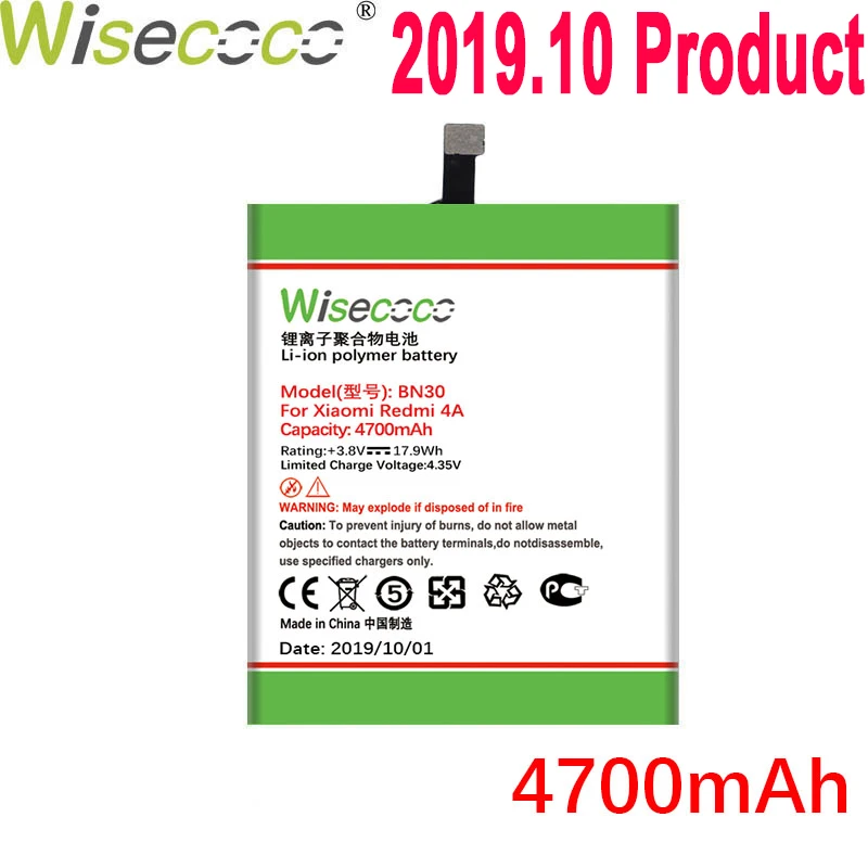 WISECOCO 4700 мАч BN30 батарея для телефона Xiaomi Redmi 4A 4 а новейшее производство высокое качество батарея с номером отслеживания