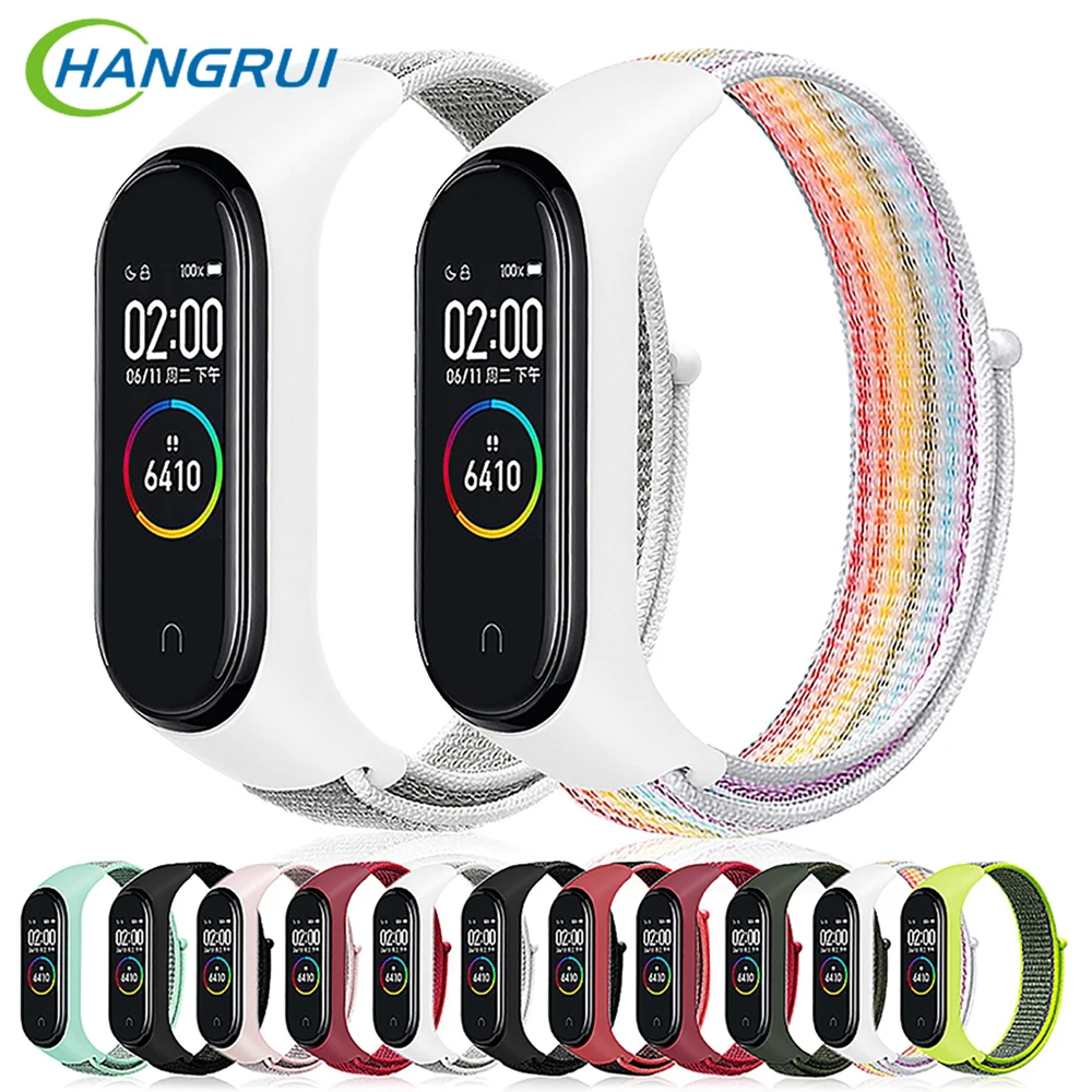 Hangrui mi Band 4 Цвета Нейлоновый сменный ремешок для Xiaomi mi Band 4 NFC умный Браслет mi band 4 3 спортивный браслет с рамкой