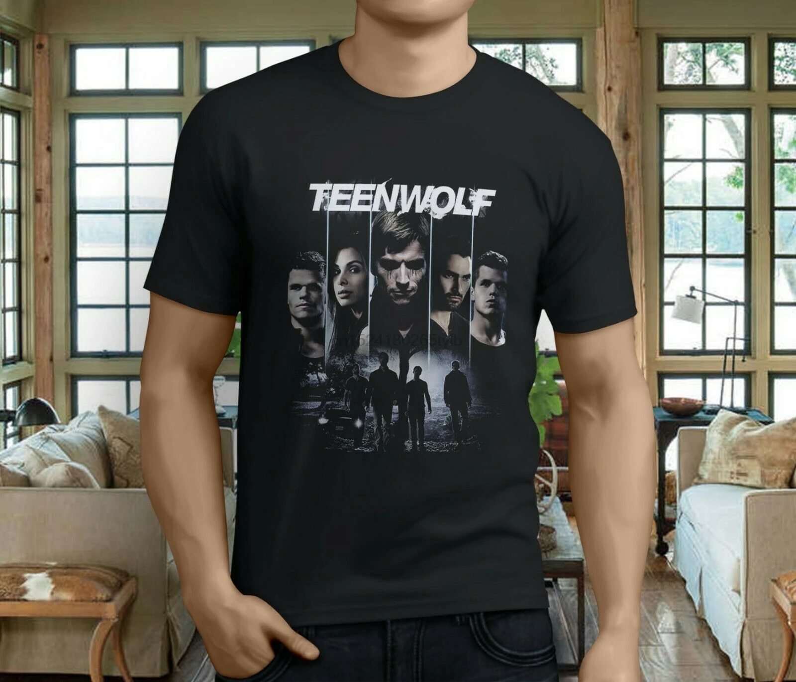 Новая популярная мужская Черная футболка Teen Wolf |