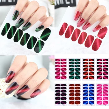 

12 Posts/1 Sheet Nail Art Stickers UV Gel Polish Nail Wraps Strips Full Cover Colorful Nail Polish Stickers Decals Manicure Tool