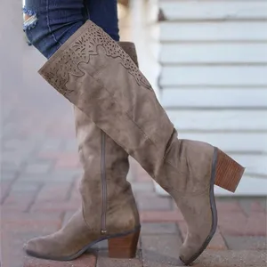 women's winter high boots Knight Boots Woman Knee High Bootas Female Side Zipper Shoes Winter zapato de mujer winter shoes women
