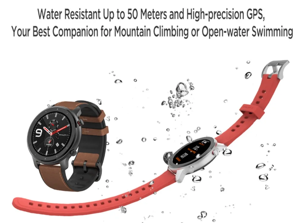 Global version xiaomi huami amazfit gtr 47mm smart watch AMOLED Screen 24-Day battery life sport GPS watch 5ATM waterproof Swimmingwatch