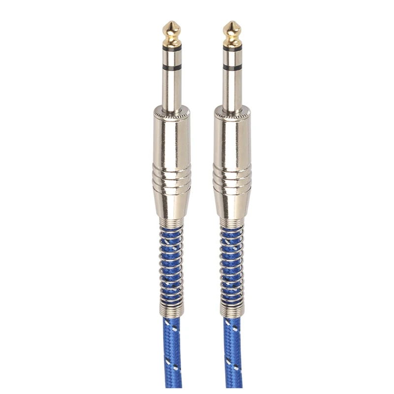 6,35 мм до 6,35 мм аудио кабель папа-папа для электрогитары микшер стерео кабель(1 метр), синий+ серебристый