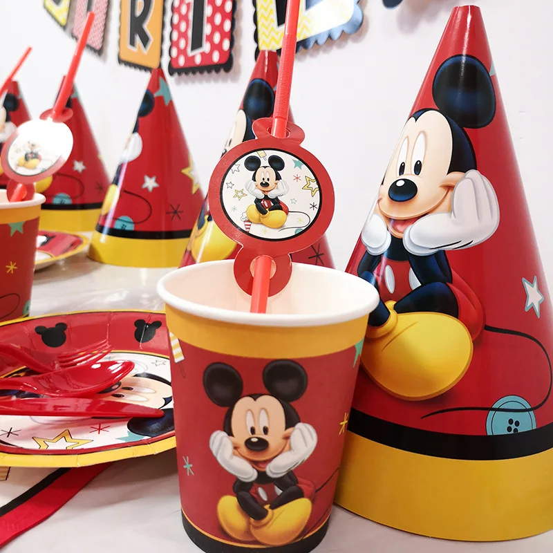 Red Mickey Party Supplies Disposable Tableware Wedding Invitations Party Toys Paper Plates Baby Boy - 4000143781784
