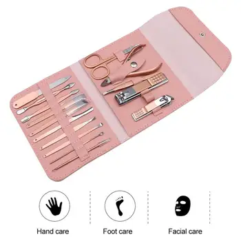 

16pcs Nail Manicure Set Portable Stainless Steel Manicure Tools Nail Trimmer Fingernail Cutters Kit for Home Women Travel