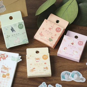 

45pcs/box Small Garden Series Cute Animal Flower Seasons Message Sticky Note Memo Pad Kawaii Cartoon Students School Supplies