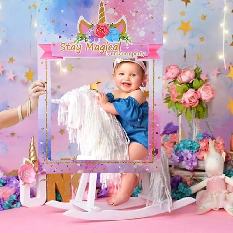 

Unicorn Party Stay Magical Photo Booth Frame Birthday Party Supplies Kids Photobooth Baby Shower Unicorn Decor Photo Props