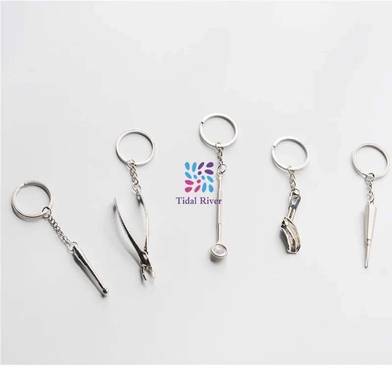 5pcs/5 types Dental Keychain Dentist Key Ring Great Assistant Gifts