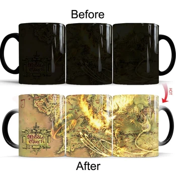 

Old Map and Fire Monster Mug 11oz Ceramic Color Changing Tea Cups and Travel Coffee Mugs Dropshipping