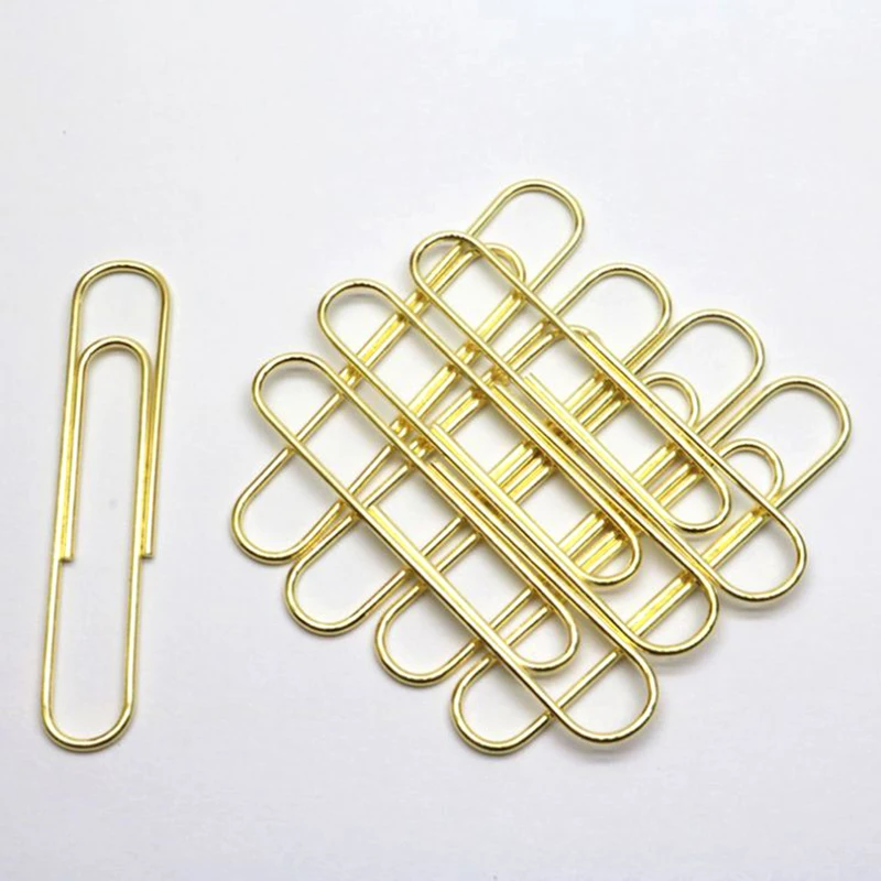 50PCS Golden Paper Clip Metal Binder Clips Black Grip Clamps Document Office School Stationery Photos Tickets Notes Letter