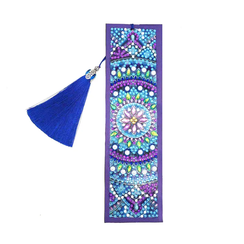 DIY Leather Bookmark Special Shaped Diamond Painting Creative Tassel Book Marks Religious mandala flower Pattern Handmade Craft|Diamond Painting Cross Stitch| - AliExpress