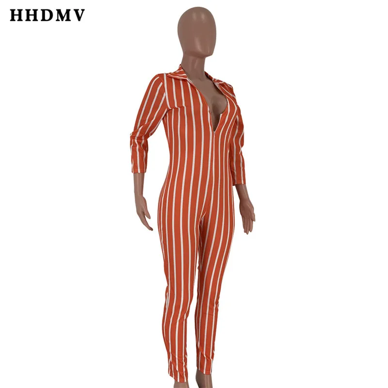 HHDMV MOM5014 Модный повседневный праздничный пляжный Стильные Комбинезоны Длинные рукава Глубокий v молния полосатый плотные комбинезоны длинные штаны