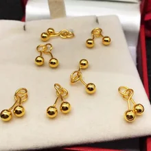 Чистые 24K серьги из желтого золота Женские 999 золотые гладкие серьги-гвоздики